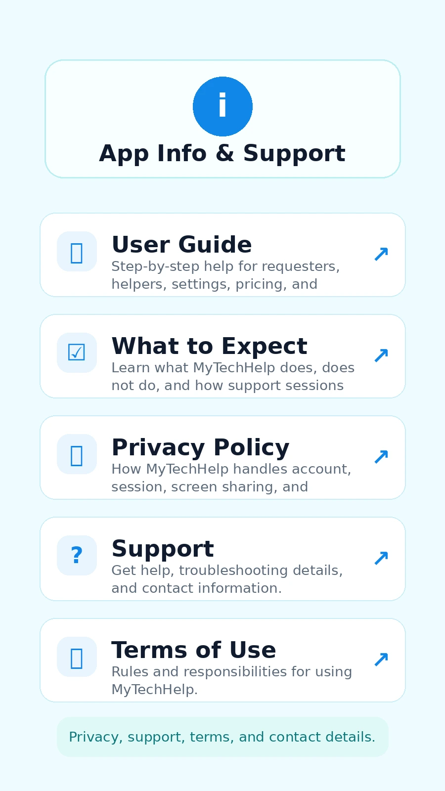 App Info and Support