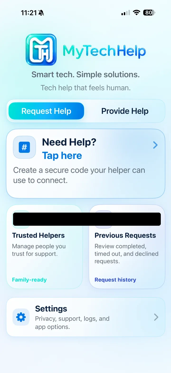 Request Help dashboard
