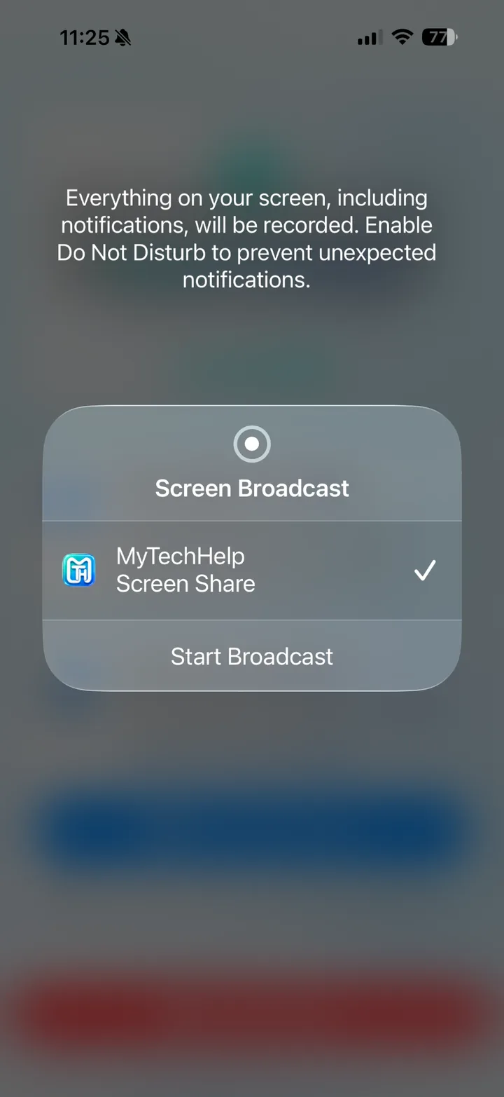 Apple Screen Broadcast sheet